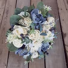 Once you get your flowers. Sola Flower Bouquet Wood Flower Bouquet Slate Blue Wedding Silver Dollar Eucalyptus Dried Flower Thistle Bouquet Sola Wood Flowers