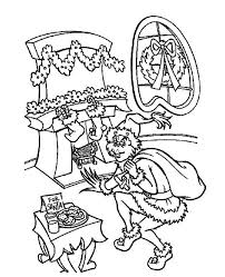 Mickey mouse christmas colouring pages. Grumpy Grinch Sneaking Out To Steal Christmas Presents On Christmas Coloring Page Coloring Sun