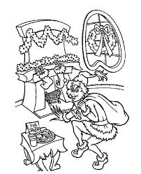 Mickey mouse christmas colouring pages. Grumpy Grinch Sneaking Out To Steal Christmas Presents On Christmas Coloring Page Coloring Sun