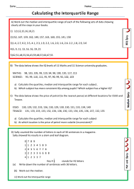 I find all of the. Calculating Quartiles And Interquartile Range Differentiated Worksheet Teaching Resources