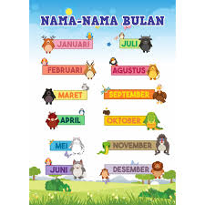 يَنَايِرْ = yanaayir = januari. Poster Nama Bulan Edu 09 Poster Animasi Poster Custom Poster Edukasi Shopee Indonesia