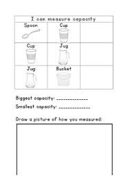 Informal Measurement Of Capacity Capacity Measurements Pictures To Draw