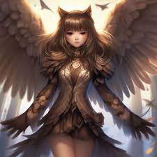 Девушка- сова- крылья- хвост- лапы- перья- коричневый цвет» — картинка  создана в Шедевруме