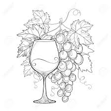 In few clicks you can touch the magic of machine learning technologies. Vector Bouquet De Raisin Feuilles De Vigne Ornees Et Wineglass En Noir Isole Sur Blanc Decrire Des Elements De Conception Pour Le Vin Et Cave Objets De Fruits Dans Le Style De