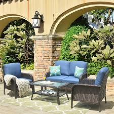 Amazon Com Xizzi Patio Sets Outdoor Patio Furniture All Weather Patio Furniture Pe Rattan Wicker Brown Rattan In 2020 Patio Set Patio Contemporary Patio Furniture