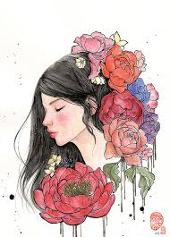 Image result for tranh ve thieu nu dep