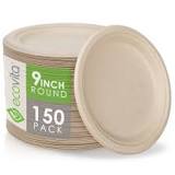100% Compostable Paper Plates [9 in.] – 150 Disposable Plates ...