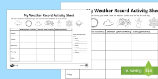 my weather record worksheet worksheet teacher made