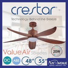 At 20 inches across, it takes up quite a bit of space, and it's not the quietest fan, but it's. Crestar Value Air 48 55 Inch 5 Blades Ceiling Fan With 3 Tone Led Light And Remote Control Shopee Singapore