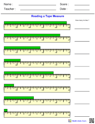 These measuring tapes are often referred to as quick read or speed mark tape measures and include labels for many of the smaller (1/8″, 1/4″, 1/2″) measurement values. Measurement Worksheets With Answer Sheet I Teachersherpa