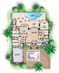 Mediterranean House Plan 1 Story Luxury Coastal Home Floor Plan Tuscan House Plans Basement House Plans Tuscan House