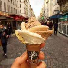 Wandering Cobbled Streets To The Eiffel Tower W Famous Amorino Gelato In Hand Ft Petals Of Tiramisu Coconut Pistachio Pistachio Coffee Waffle Cones Speculoos
