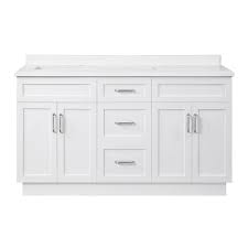 Add style and functionality to your bathroom with a bathroom vanity. Home Decorators Collection Lincoln 60 Inch Bath Vanity In White With White Cultured Marble The Home Depot Canada