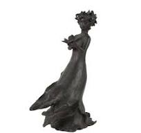 8" x 22" Dark Gray Resin Woman Sculpture, by DecMode