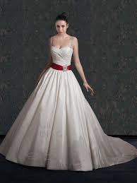 Simple Red Sash A Line Bridal Dress Red White Wedding Dress A Line Wedding Dress Bridal Dresses