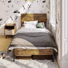 Front porch low loft twin bed in rustic driftwood. No Box Spring Needed Dictac Twin Bed Frame With Headboard Rustic Country Style Metal Bed Frame Platform Bed Strong Slat Support Easy Assembly Underbed Storage Space Furniture Home Kitchen Sailingschool Pl