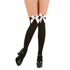 Thighhigh fishnet stockings, black thigh high fishnet pantyhose, socks. Black Thigh High Fishnet Stockings With White Bow Fancy Dress Sexy Eur 4 66 Picclick De