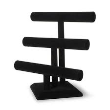 Black And Gold Jewelry Stand Triple T Bar Display For Bracelets Black Velvet Bar Jewelry Jewelry Stand Jewelry Display Stands