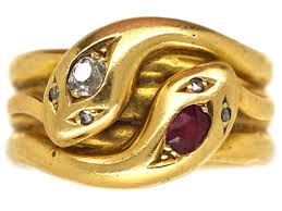 ✔ 100% brand new & handmade ✔. Victorian 18ct Gold Ruby Diamond Double Snake Ring The Antique Jewellery Company