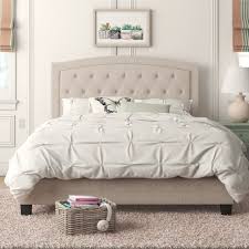 Contemporary beige upholstered panel bed. Andover Mills Pascal Solid Wood Tufted Upholstered Low Profile Platform Bed Reviews Wayfair