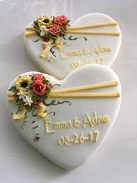 Wedding Cookies Personalised Heart Cookies Elegant Wedding Cookies Bridal Cookies Wedding Cookies Anniversary Cookies