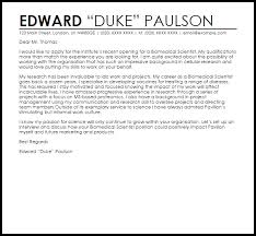 Biomedical Scientist Cover Letter Sample Cover Letter Templates Examples