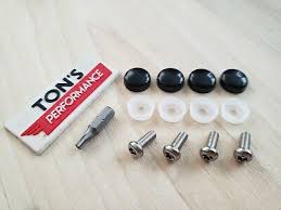 The previous owner spent $650.00 having smooth head screws installed which required removing the truck liner and latch motor assembly. Bmw Security Anti Theft Auto License Plate Screws Stainless Bolts Black Caps Ebay