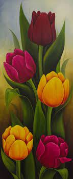 Tulips Ii Flower Painting Canvas Tulips Art Flower Art Drawing