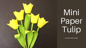Paper Mini Tulip How To Make Easy Paper Tulips Diy Paper Craft Paper Flower Youtube Flower Vase Diy Paper Flowers Paper Flower Art