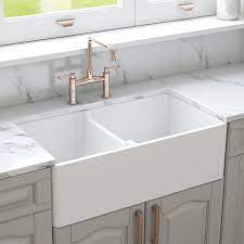 Crestwood 33 Fireclay Farmhouse Sink 50 50 Double Bowl White Cw Cl 332 Dbl White Farmhouse Sink Kitchen Fireclay Farmhouse Sink Best Kitchen Sinks