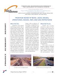 Frontage Roads in Texas: Legal Issues, Operational Issues, and Land Use  Distinctions
