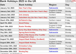 All the holidays 2022 new year's day easter labour day ascension pentecost national holiday assumption all saints christmas truce. Bank Holidays 2023 In The Uk With Printable Templates