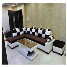 These sofas are designed keeping in mind the shape and architectural aspects of the room. Siddiqui Solutions L Shape Sofa With Center Table And Ottoman Brown And White Amazon In Home Kitchen