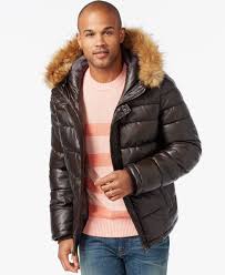 Tommy Hilfiger Faux Leather Puffer Hoodie Jacket Coats Jackets Men Macy S Jackets Hoodie Jacket Winter Jackets
