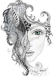 Original Zentangle Art Chica Print A4 A3 Size Zentangle Art Zentangle Drawings Art