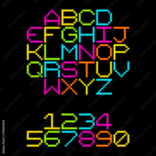 / 0 1 2 3 4 5 6 7 8 9 : 8 Bit Pixel Retro Neon Alphabet Letters Eps8 Vector Stock Vector Adobe Stock