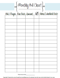 Free Printable Bill Chart Bill Planner Bills Printable Bill Organization