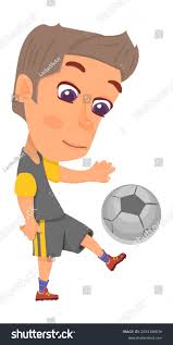 Cartoon Footbal Player Boy Soccer Ball Stock Vector (Royalty Free)  2091186676