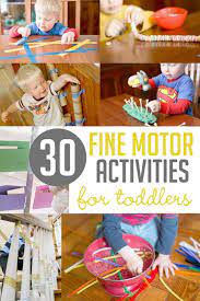Kids walk before they run, and they draw straight lines and learn proper pencil grip before they write their name! 30 Fine Motor Activities For Toddlers Pinch Thread Trace