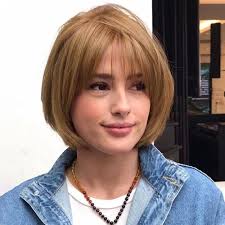 Creamily 10 Inch Strawberry Blonde Bob Wigs with Bangs Medium Length Blonde  Straight Wigs Synthetic Hair Replacement Wig for Women Costume Cosplay Wigs  : Amazon.in: Beauty