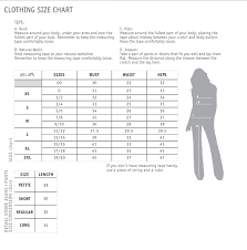 Clothes Size Charts Tildart