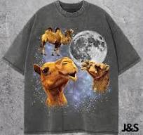 Three Camel Retro T-shirt, Funny Moon Desert Animal Graphic ...