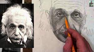 Along the horizontal line, draw two circles. How To Draw Albert Einstein Step By Step Drawing Tutorial Youtube
