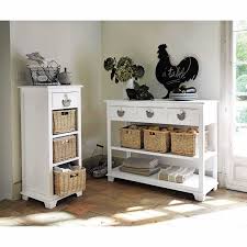 Console 3 Tiroirs 3 Paniers Blanche Maisons Du Monde Table Console En Bois Console Blanc Table Console Blanche