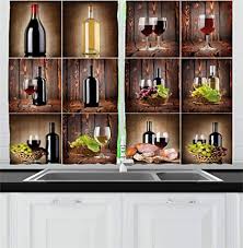 #3 wine bottle hanging lights. Amazon Com Ambesonne Wine Kitchen Curtains Wine Themed Collage On Wooden Backdrop With Grapes And Meat Rustic Country Drink Window Drapes 2 Panel Set For Kitchen Cafe Decor 55 X 39 Brown Black