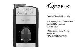 Upper burr is removable for cleaning. Capresso Coffeeteam Gs 464 Operating Instructions Manual Pdf Download Manualslib