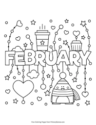 February coloring page to color, print or download. February Coloring Page Free Printable Pdf From Primarygames