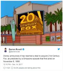 When she discovers what he's up to, she is so upset, she's only able to make this super bowl prediction: How The Simpsons Predicted 9 11 Trump And Disney Fox