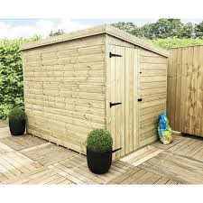 A common size for the garden, 8ft x 8ft gives you plenty of storage space, without being too imposing in your garden. Shedswarehouse Com Aston Bs 8ft X 5ft Windowless Pressure Treated Tongue Groove Pent Shed Side Door
