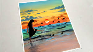 Great for clean edging along our front half circle landscaped bed photo of a tropical partial sun landscaping in miami. A Girl In A Sunset Seascape Beach Landscape Painting Tutorial For Beginners Simple Acrylic Sunset Youtube